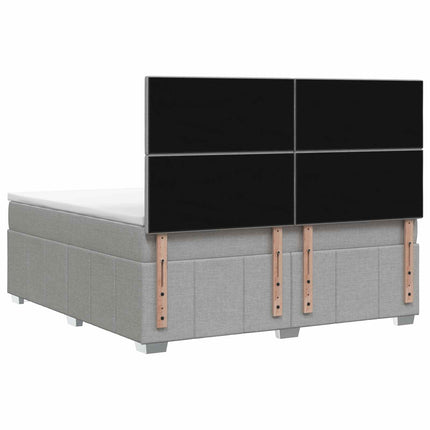 Boxmadras med topmadras Lysegrå 160 x 200 cm Stof
