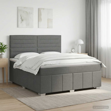 Boxmadras med topmadras Mørkegrå 140 x 190 cm Stof