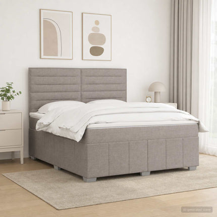 Boxmadras med topmadras Gråbrun 140 x 190 cm Stof
