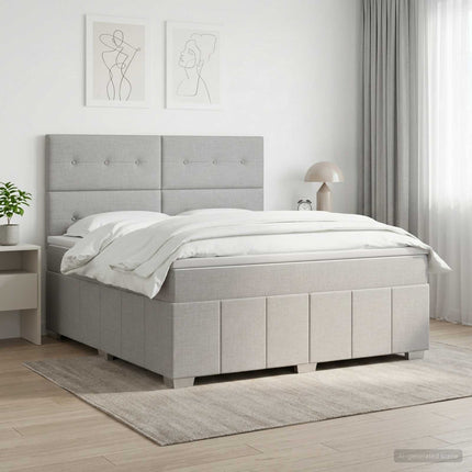 Boxmadras med topmadras Lysegrå 180 x 200 cm Stof