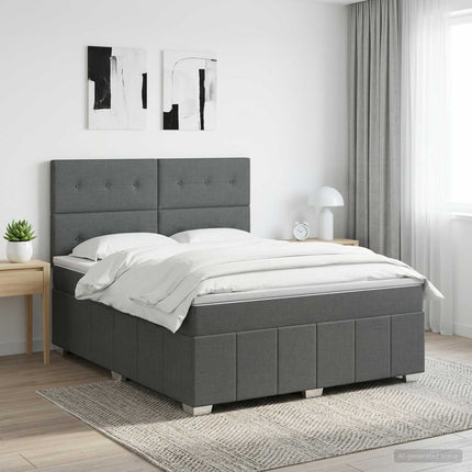 Boxmadras med topmadras Mørkegrå 140 x 190 cm Stof