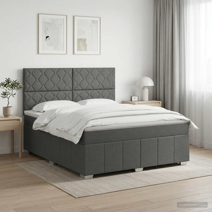 Boxmadras med topmadras Mørkegrå 180 x 200 cm Stof