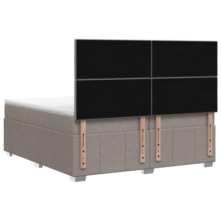 Boxmadras med topmadras Gråbrun 200 x 200 cm Stof