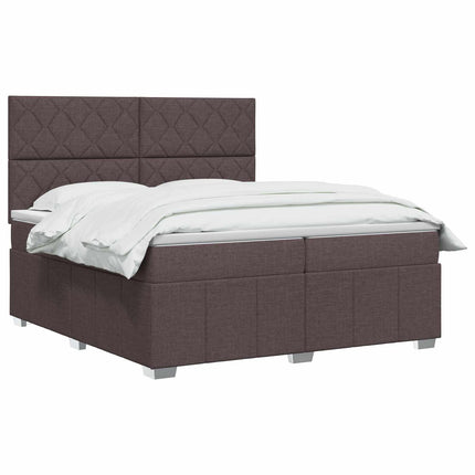 Boxmadras med topmadras Mørk Brun 200 x 200 cm Stof