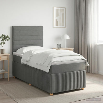 Boxmadras med topmadras Mørkegrå 100 x 200 cm Stof