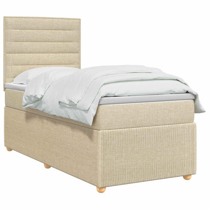 Boxmadras med topmadras Cremefarvet 80 x 200 cm Stof