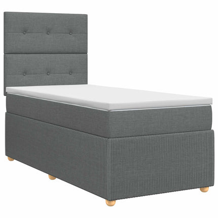 Boxmadras med topmadras Mørkegrå 80 x 200 cm Stof