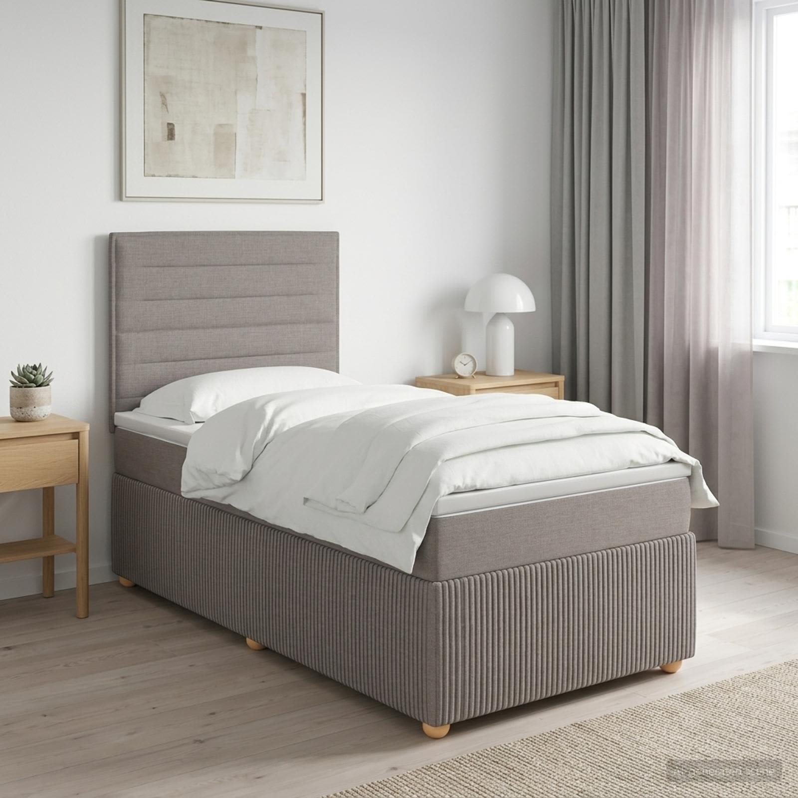 Boxmadras med topmadras Grbrun 100 x 200 cm Stof