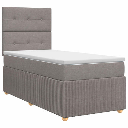 Boxmadras med topmadras med hovedgærde Gråbrun 80 x 200 cm Stof