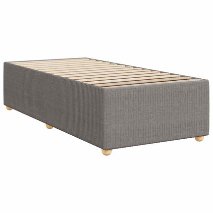 Boxmadras med topmadras med hovedgærde Gråbrun 80 x 200 cm Stof