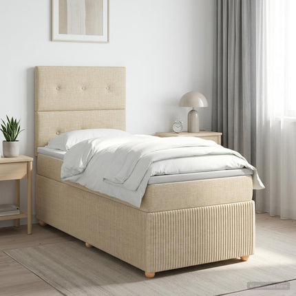 Boxmadras med topmadras Cremefarvet 80 x 200 cm Stof