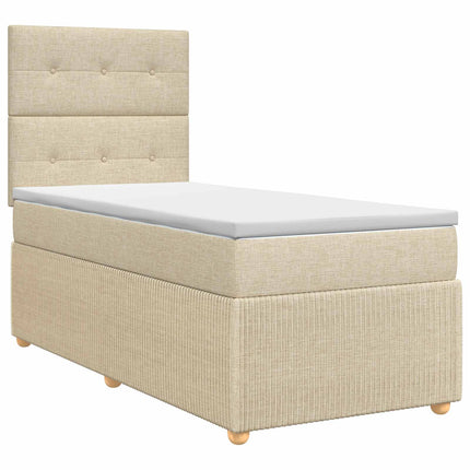 Boxmadras med topmadras Cremefarvet 80 x 200 cm Stof