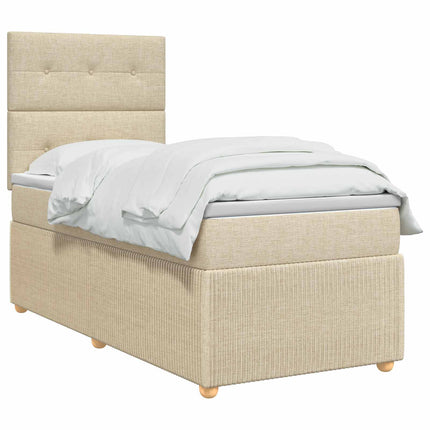 Boxmadras med topmadras Cremefarvet 80 x 200 cm Stof