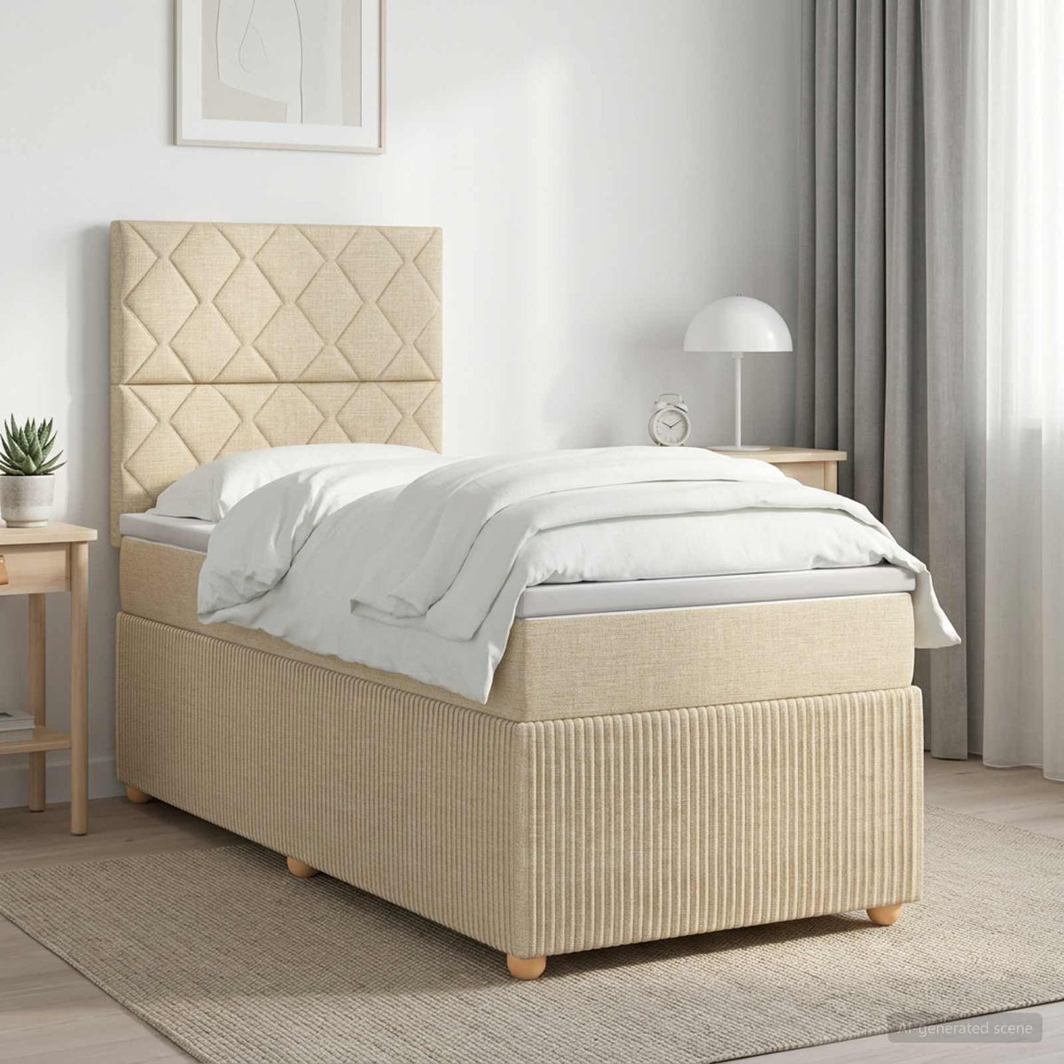 Boxmadras med topmadras Cremefarvet 80 x 200 cm Stof
