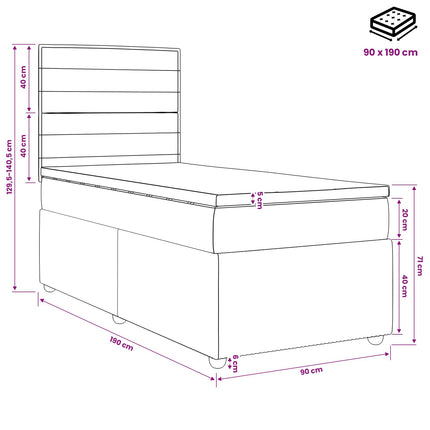 Boxmadras med topmadras Cremefarvet 90 x 190 cm Stof
