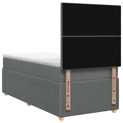 Boxmadras med topmadras Mørkegrå 90 x 190 cm Stof
