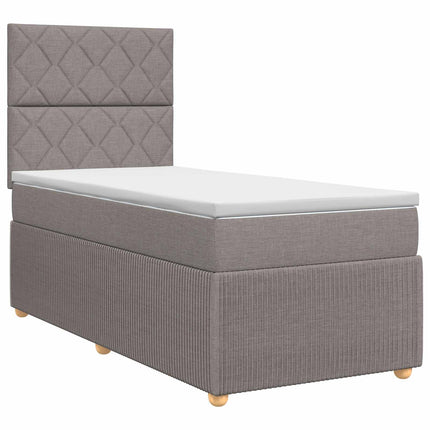 Boxmadras med topmadras med hovedgærde Gråbrun 90 x 190 cm Stof