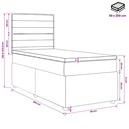 Boxmadras med topmadras Mørk Brun 90 x 200 cm Stof