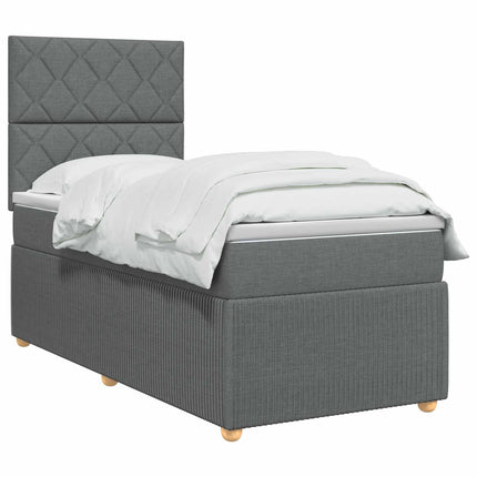 Boxmadras med topmadras Mørkegrå 90 x 200 cm Stof
