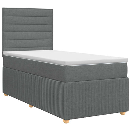 Boxmadras med topmadras Mørkegrå 100 x 200 cm Stof