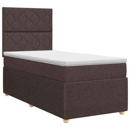 Boxmadras med topmadras Mørk Brun 100 x 200 cm Stof