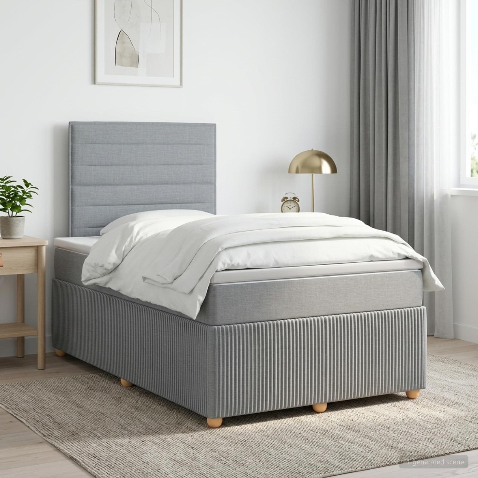 Boxmadras med topmadras Lysegr 120 x 200 cm Stof