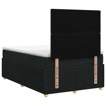 Boxmadras med topmadras med hovedgærde Sort 120 x 190 cm Stof