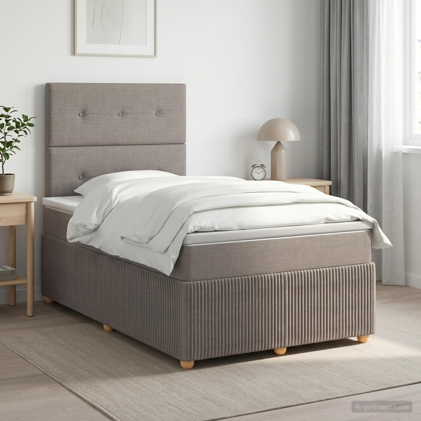 Boxmadras med topmadras Grbrun 120 x 190 cm Stof