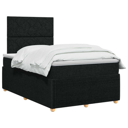 Boxmadras med topmadras med hovedgærde Sort 120 x 190 cm Stof