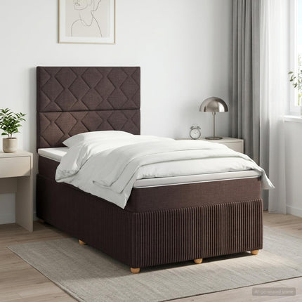 Boxmadras med topmadras Mørk Brun 120 x 190 cm Stof