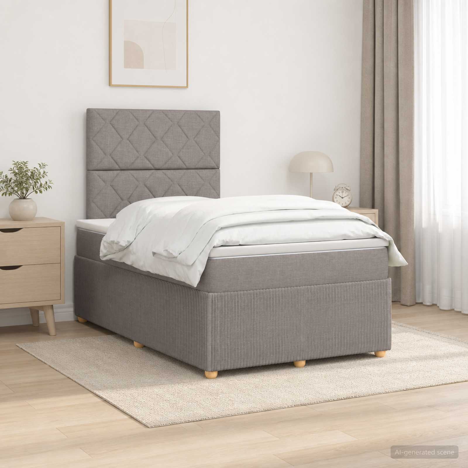 Boxmadras med topmadras Grbrun 120 x 190 cm Stof