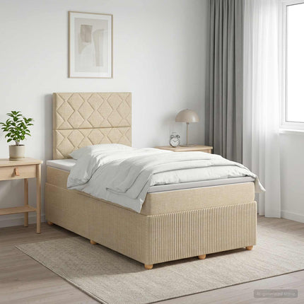 Boxmadras med topmadras Cremefarvet 120 x 200 cm Stof