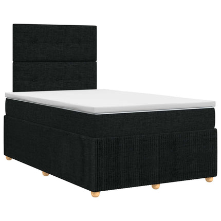 Boxmadras med topmadras med hovedgærde Sort 120 x 200 cm Stof