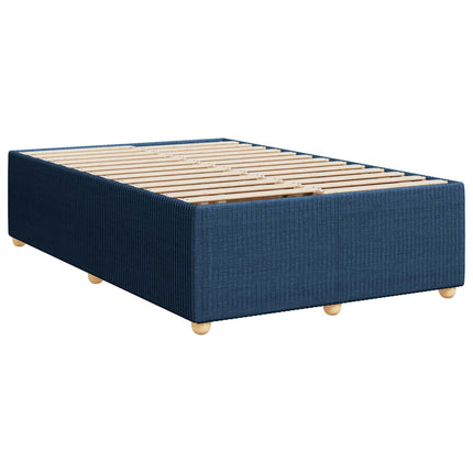 Boxmadras med topmadras med hovedgærde Blå 120 x 200 cm Stof