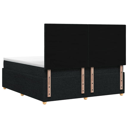 Boxmadras med topmadras med hovedgærde Sort 140 x 200 cm Stof