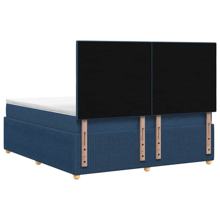 Boxmadras med topmadras med hovedgærde Blå 140 x 200 cm Stof