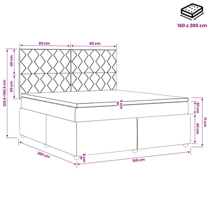 Boxmadras med topmadras Cremefarvet 160 x 200 cm Stof