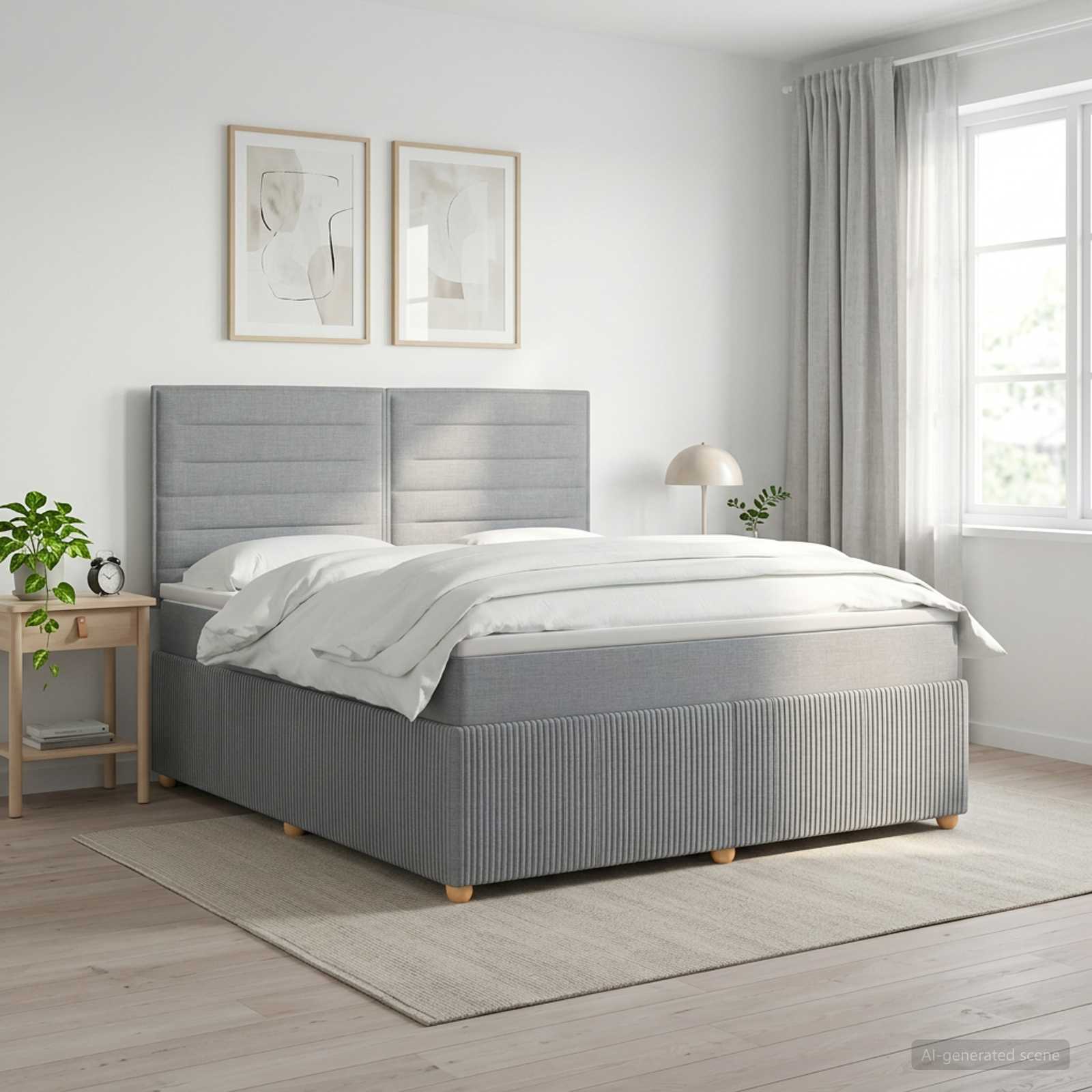 Boxmadras med topmadras Lysegr 140 x 200 cm Stof
