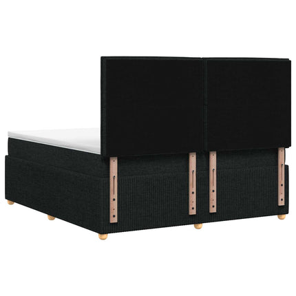 Boxmadras med topmadras med hovedgærde Sort 180 x 200 cm Stof