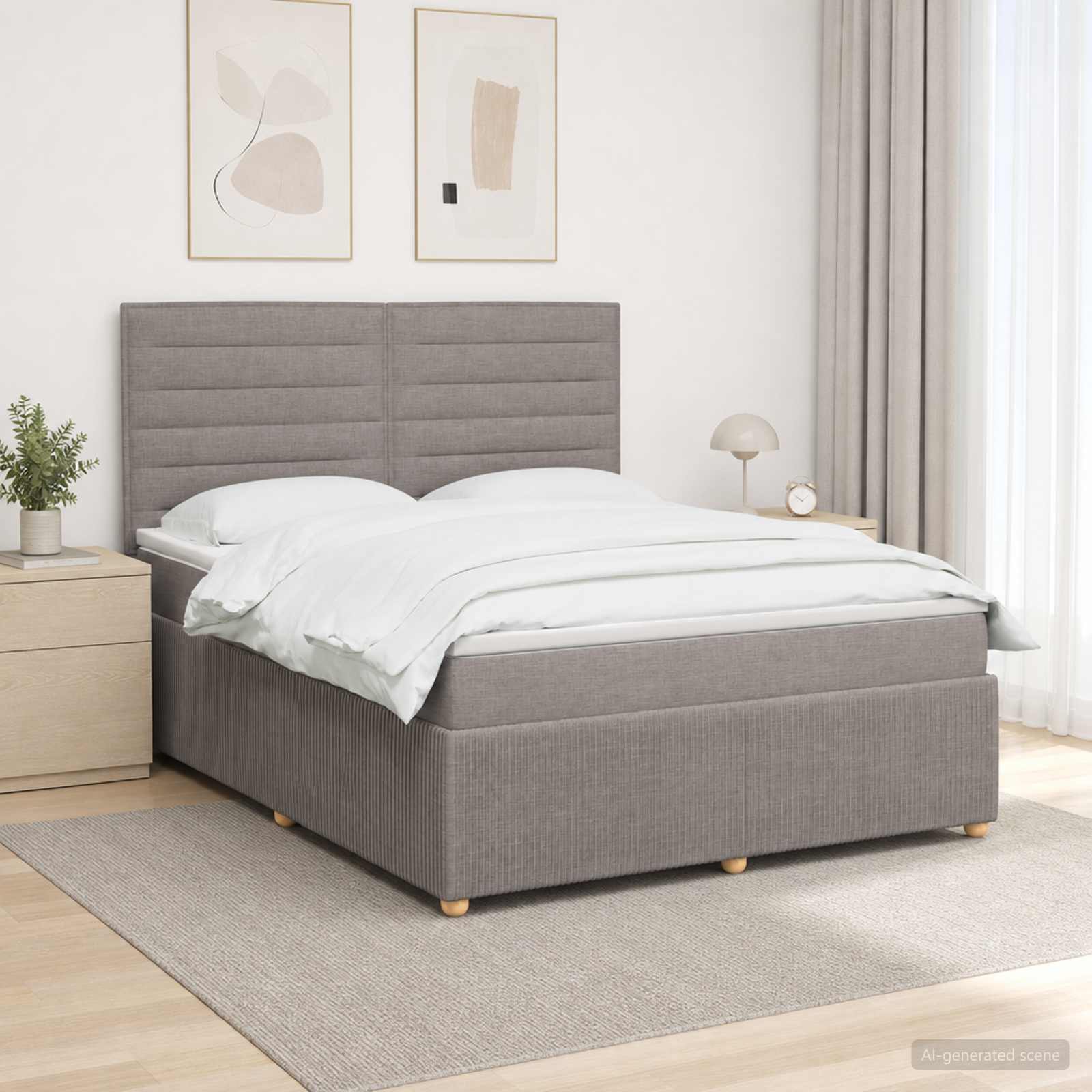 Boxmadras med topmadras Grbrun 140 x 200 cm Stof