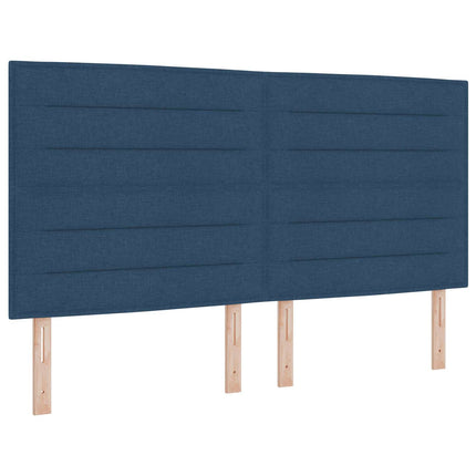 Boxmadras med topmadras med hovedgærde Blå 180 x 200 cm Stof