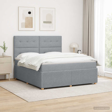 Boxmadras med topmadras Lysegrå 180 x 200 cm Stof