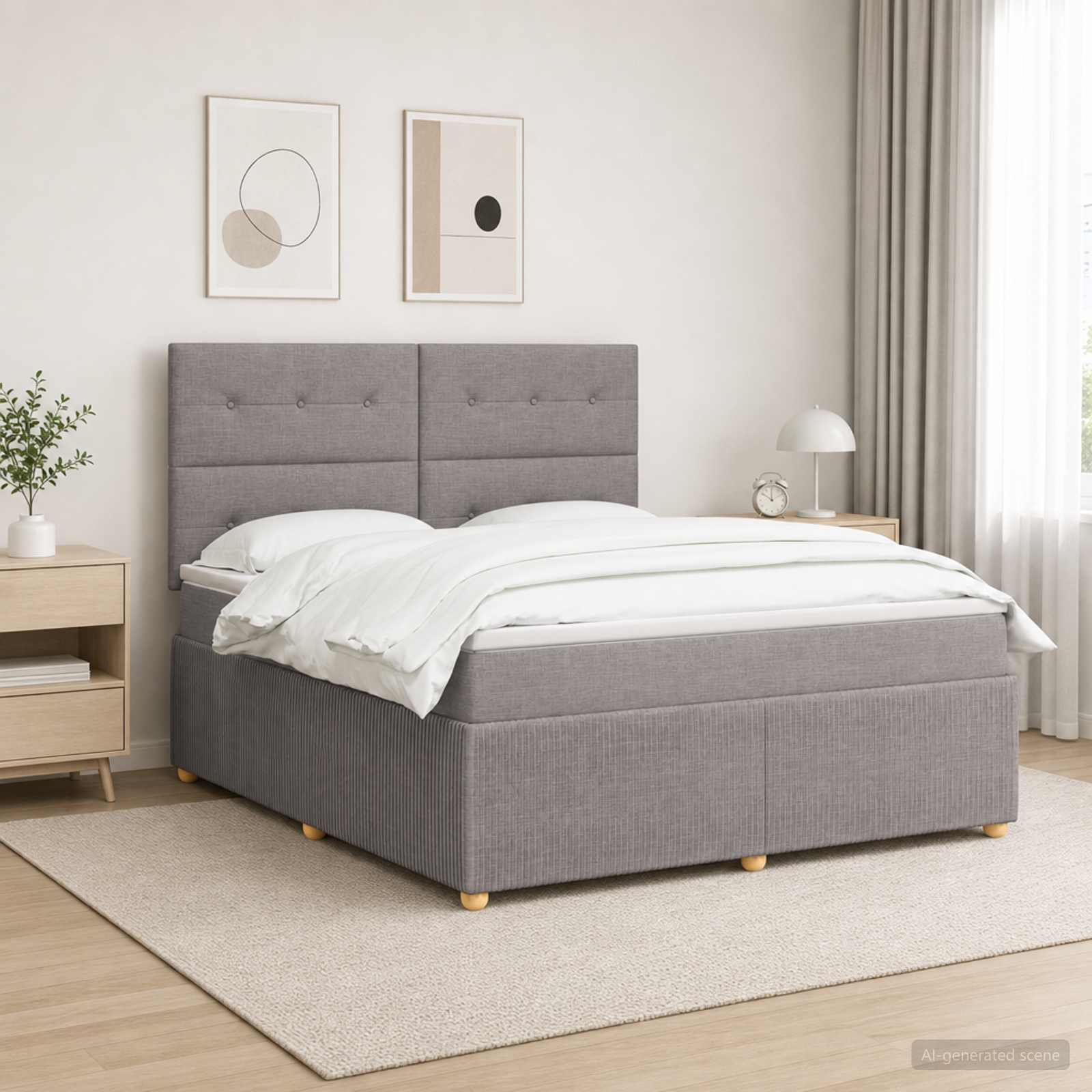 Boxmadras med topmadras Grbrun 140 x 190 cm Stof
