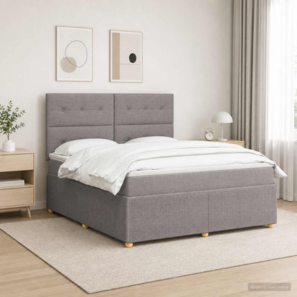 Boxmadras med topmadras Gråbrun 180 x 200 cm Stof