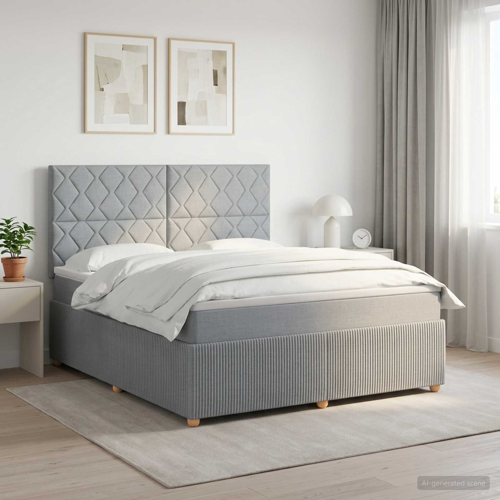 Boxmadras med topmadras Lysegr 160 x 200 cm Stof