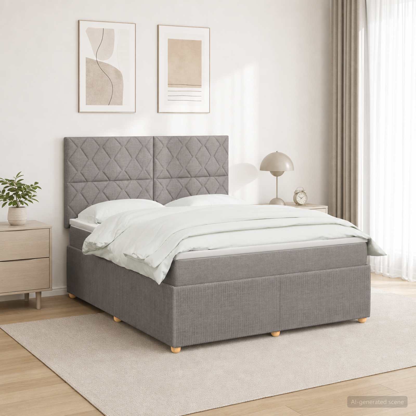 Boxmadras med topmadras Grbrun 180 x 200 cm Stof
