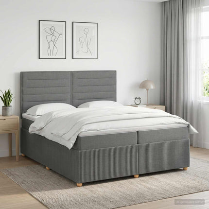 Boxmadras med topmadras Mørkegrå 200 x 200 cm Stof