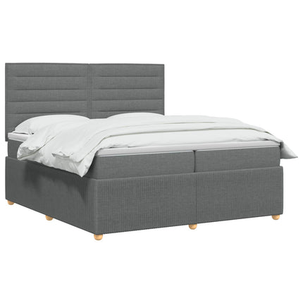 Boxmadras med topmadras Mørkegrå 200 x 200 cm Stof