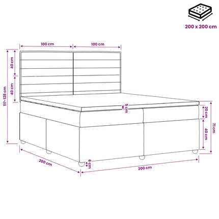 Boxmadras med topmadras Mørkegrå 200 x 200 cm Stof