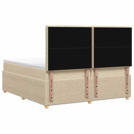 Boxmadras med topmadras Cremefarvet 200 x 200 cm Stof